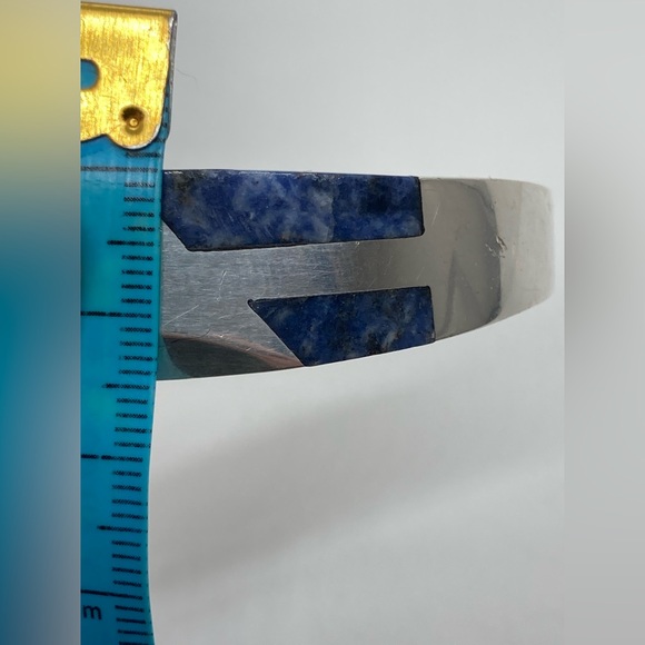 Vtg Taxco 925 Sterling Silver Lapis Pinch Bracelet TM-181 | 7” C | 1.9” D | 51g - Picture 12 of 13